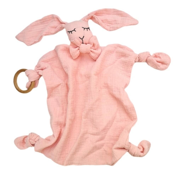 Peluche conejito rosa con lazo para niñas