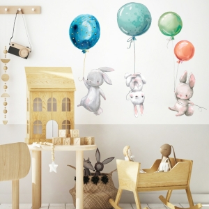 Decoración de pared en forma de simpático conejo para niñas con fondo para dormitorio infantil