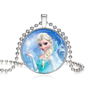 Collar con colgante redondo que representa a Elsa de la Reina de las Nieves