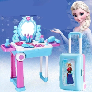 Caja de maquillaje Reina de las Nieves para niñas, completa, colores azul y rosa.
