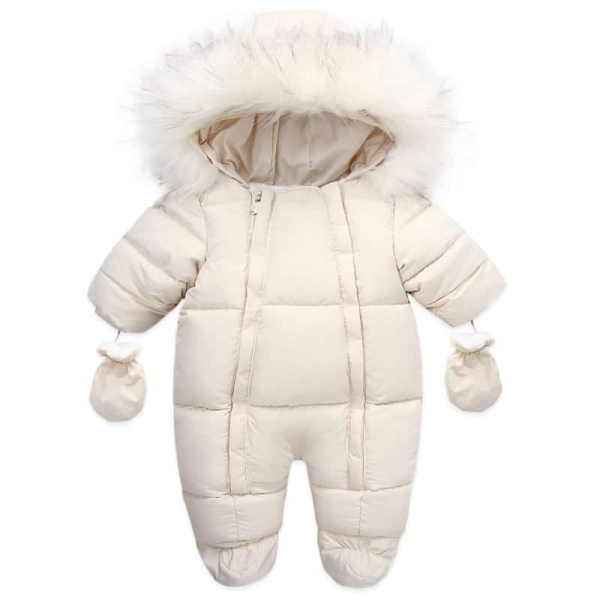 Traje de piloto de algodón para niña con capucha de piel y gan