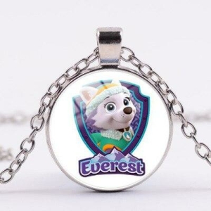 Collar con colgante redondo Pat'Patrouille de plata carácter Everest, muy original y de moda.