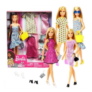 Elegante muñeca Barbie para niña, en caja con muda de ropa
