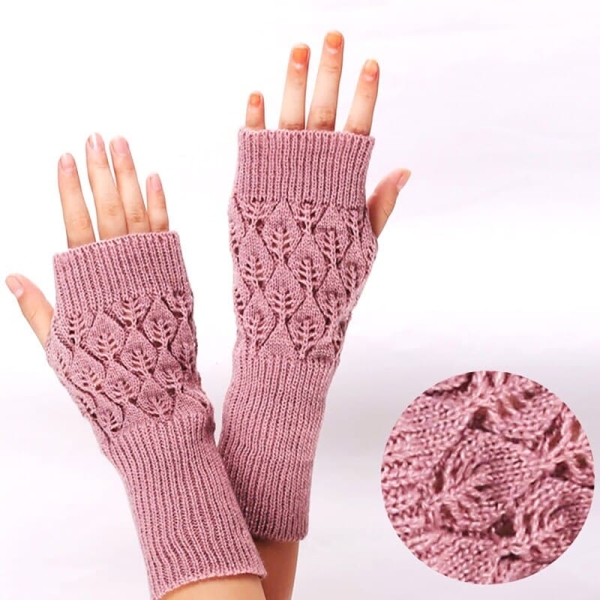 Guantes sin dedos de punto rosa de moda para niñas