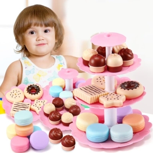 Juguetes para tartas multicolores para niñas con estante de tres niveles