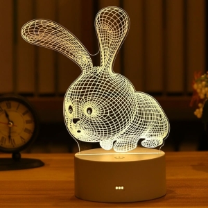 Luz nocturna con estampado de conejo en 3D para niñas a la moda