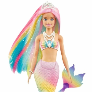 Muñeca Barbie sirena para niña multicolor con collar blanco
