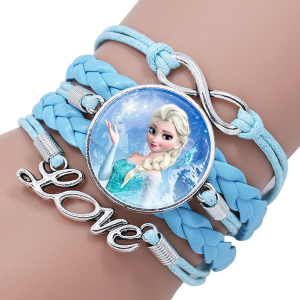 Pulsera azul grande con foto de Elsa la Reina de las Nieves