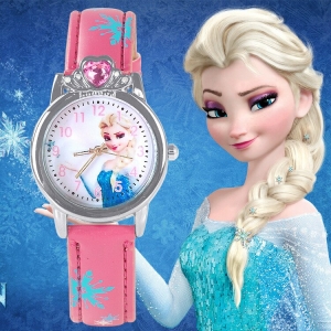 Reloj Elsa Snow Queen rosa para niñas a la moda