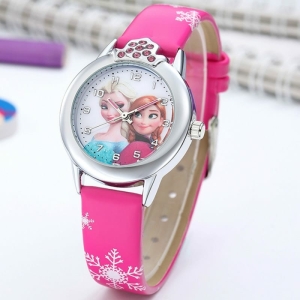 Reloj rosa Disney Snow Queen para niñas a la moda