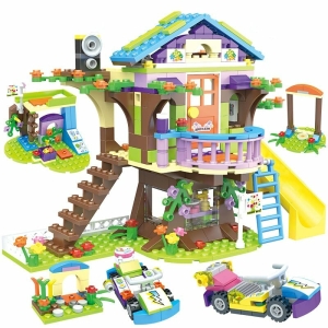 Ladrillos de construcción de casas y jardines para niñas.