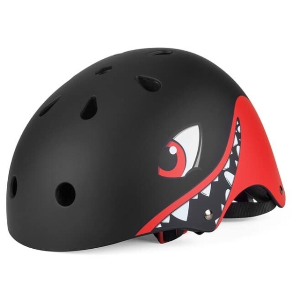 Casco protector de bicicleta para su hija. Colores negro y rojo