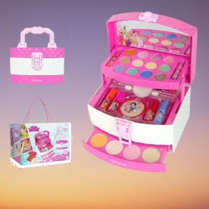 Set completo de maquillaje de princesa para niñas en rosa y blanco de moda
