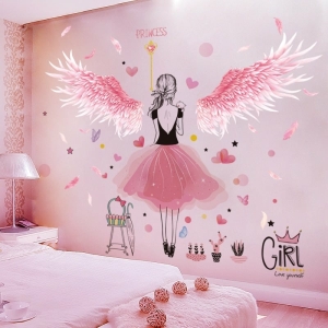 Adhesivo mural con motivos de princesas para un dormitorio de niña a la moda