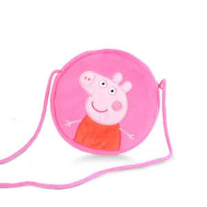 Bolso redondo de peluche Peppa Pig y George para niñas rosa de moda