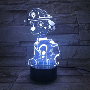 Lámpara LED 3D de la Patrulla Marcus para niñas. Muy original sobre una mesa.