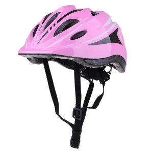 Casco de moda rosa y negro para niñas en bicicleta