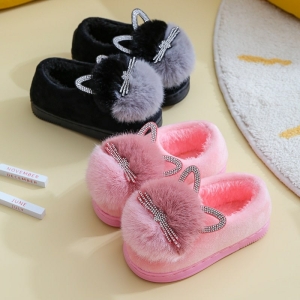 Zapatillas de algodón con orejas de gato para niñas a la moda