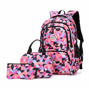 Juego impermeable rosa de 3 piezas que incluye mochila, bolsa y estuche para lápices para niñas pequeñas