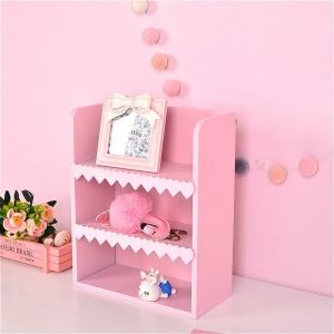 Estantería de almacenamiento con 3 niveles para un dormitorio de niña rosa en una casa
