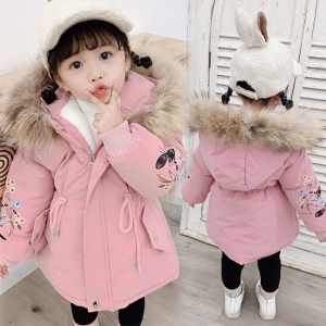 Abrigo de piel rosa de moda para niñas