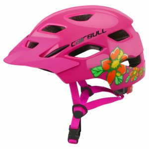 Casco de bicicleta con estampado de flores para niñas rosa de moda