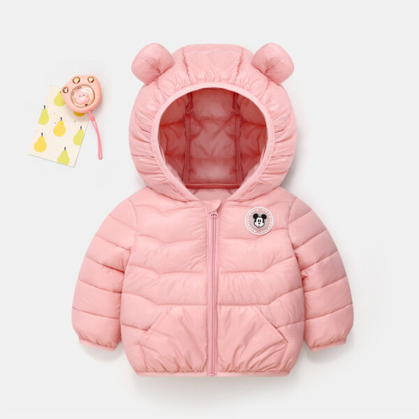 Chaqueta de invierno para niña con motivo de Mickey rosa