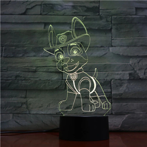 Lámpara LED 3D de la Patrulla Rocky para niñas modernas