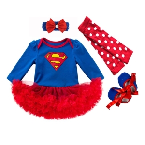 Super girl cosplay vestido para chicas de moda con accesorios