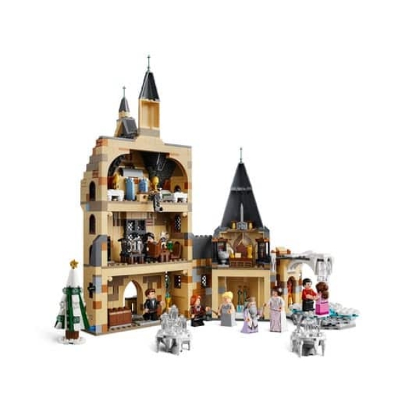 Bloques de construcción de la Torre del Reloj de Harry Potter con figuras en su interior