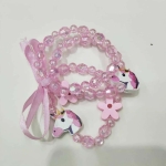 Juego de 03 pulseras de cuentas con bonito diseño para niñas rosas a la moda