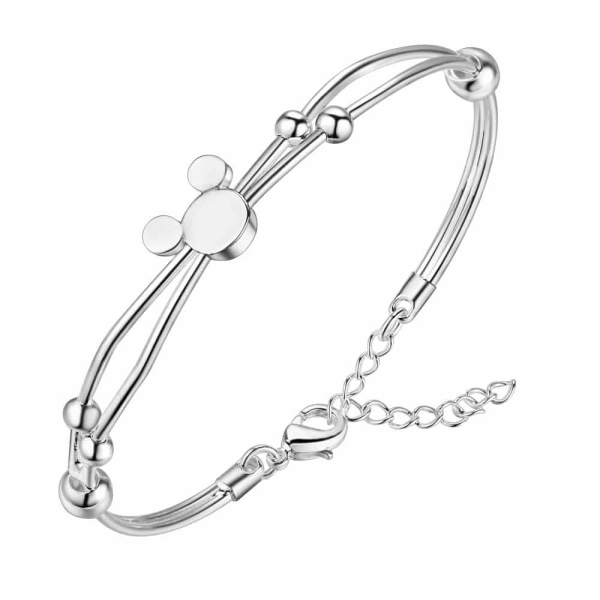 Pulsera ajustable de Mickey Mouse para niñas en plata de moda