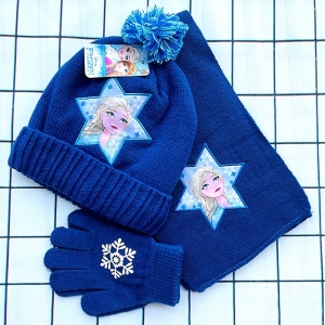 Conjunto de gorro y bufanda azul con Elsa, la Reina de las Nieves, para niña, completo con guantes y bufanda. Buena calidad y muy cómodo