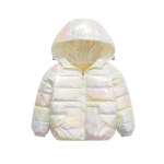 Elegante chaqueta de plumas de invierno en blanco brillante para chicas a la moda