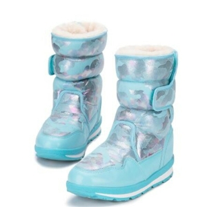 Botas de invierno antideslizantes de vellón para niñas azul