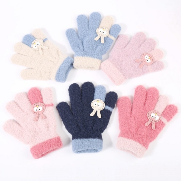 Guantes de invierno con motivo de conejo, resistentes al frío para niñas, varios colores