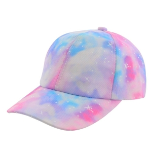 Gorra de niña con motivo de estrella en degradado rosa, azul y blanco