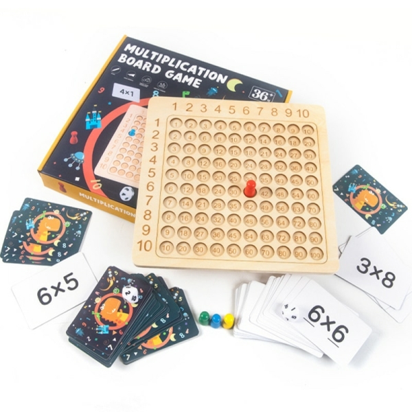 Juego de multiplicación Montessori de madera para niñas con caja