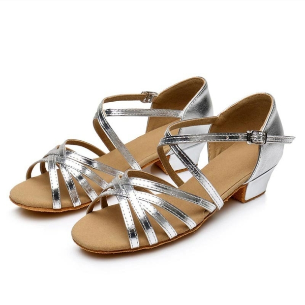 Sandalia de baile plateada para niñas