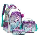 Mochila de sirena para niña con fiambrera y estuche para lápices