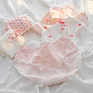 Braguitas de niña en blanco y rosa con lazos, corazones, conejitos y rayas, en algodón acanalado