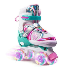 Patines ajustables para niñas con fondo blanco
