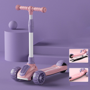 Scooter plegable de 3 ruedas para niñas con fondo morado