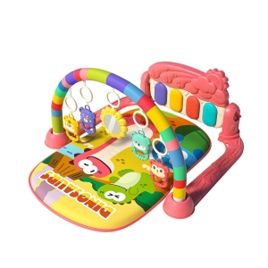 Alfombra musical rosa para bebés con alfombrilla rectangular y juguetes colgantes