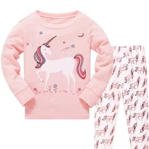 Pijama de unicornio rosa con camiseta de manga larga y pantalón