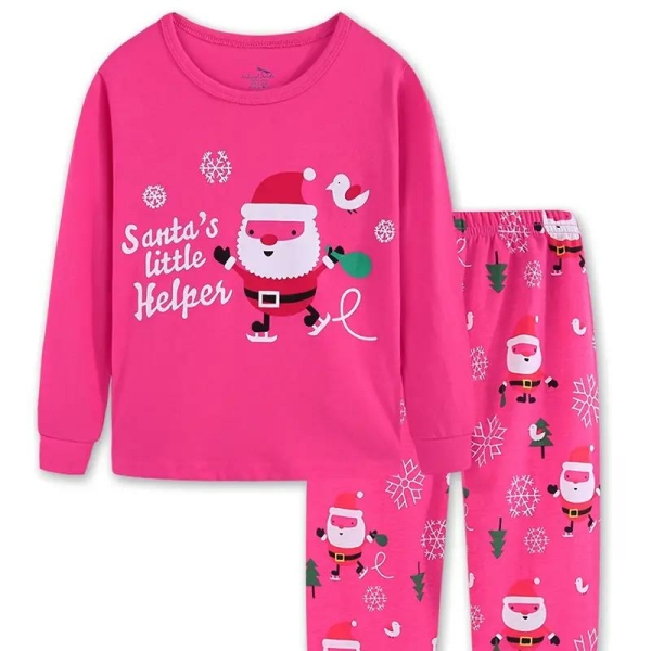 Camiseta y pantalón rosa con estampado de Papá Noel