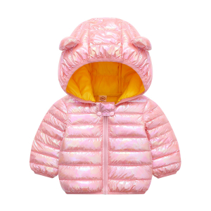 Chaqueta con capucha rosa brillante para bebé niña