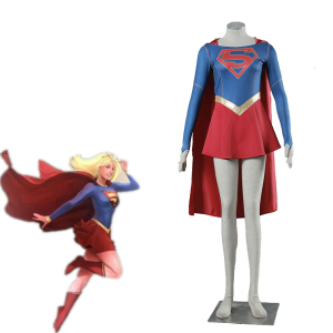 Disfraz de Supergirl para niñas con fondo blanco