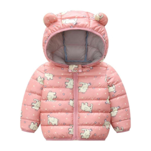 Chaqueta rosa con capucha para bebé niña con diseño de elefante